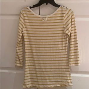 Matilda Jane 3/4 Mustard/cream shirt, Size Small